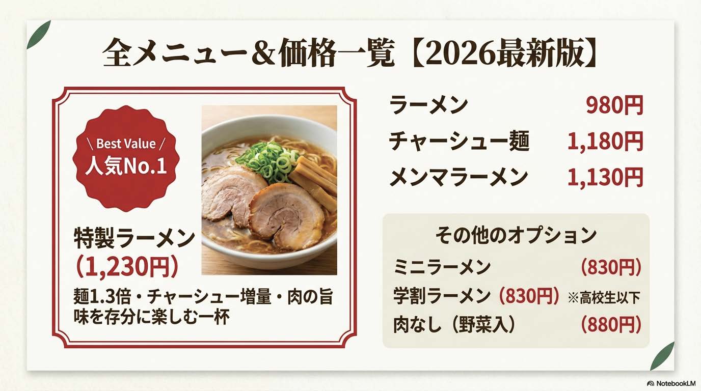 本家第一旭のメニュー