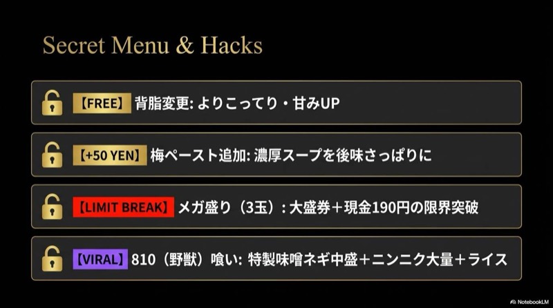 ラーメン山岡家裏メニュー